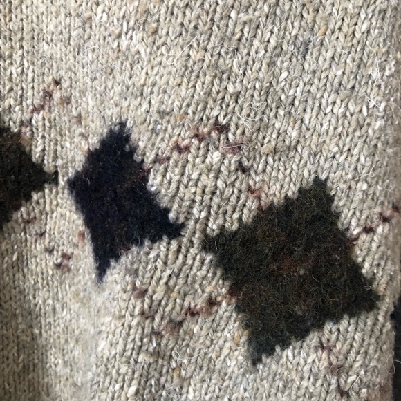 Garoche Vintage Men's Tan Argyle Quarter Botton Sweater Medium - Picture 4 of 10